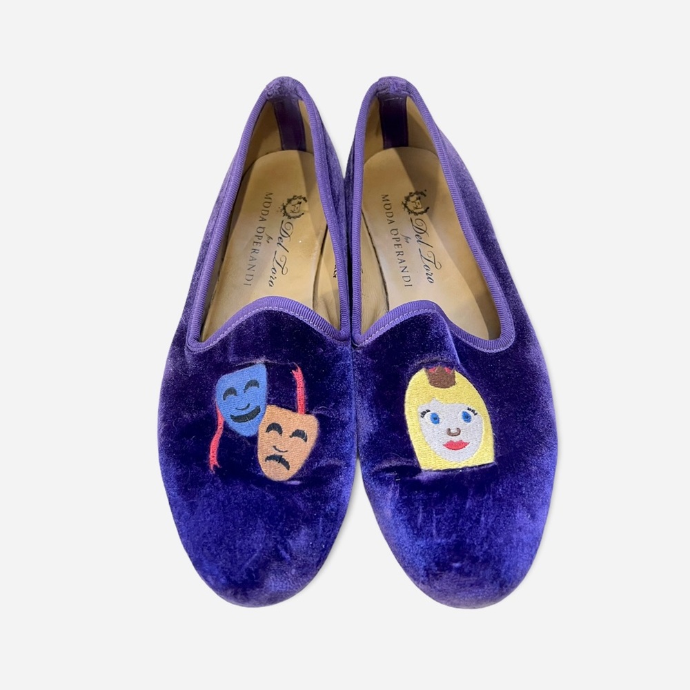 Del Toro for Moda Operandi Velvet Theater & Princess Plush Purple Flats